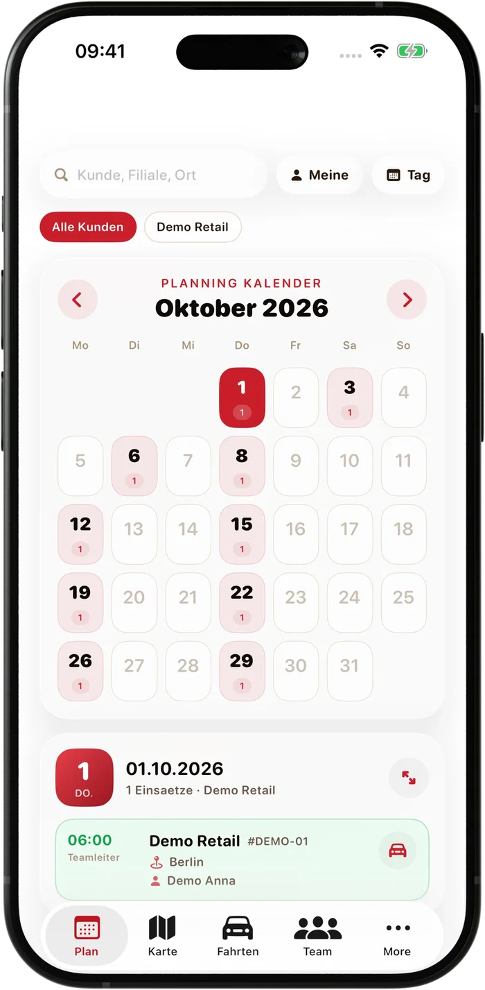 NP Planning Beta auf dem iPhone – Kalender