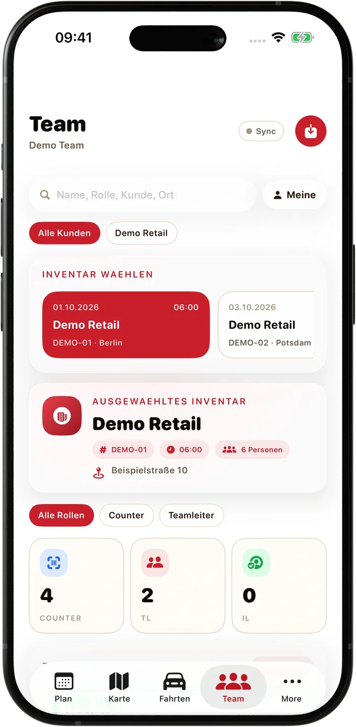 NP Planning Beta auf dem iPhone – Team