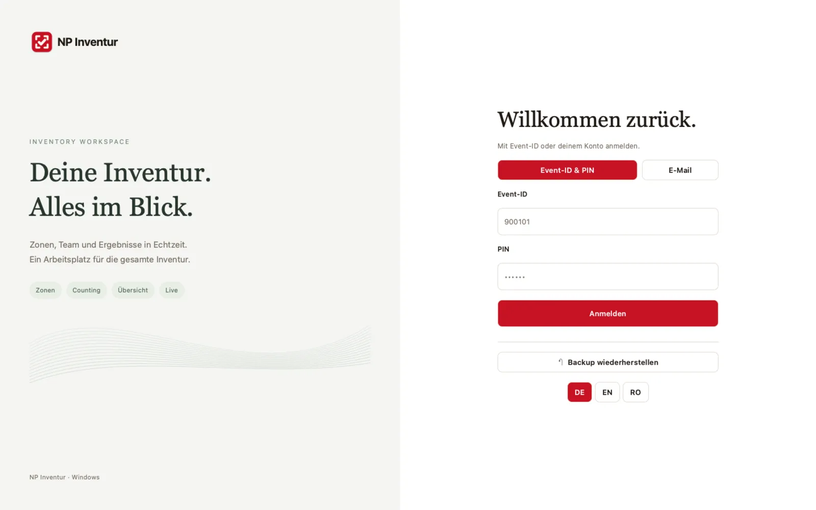 NP Inventur – Programm